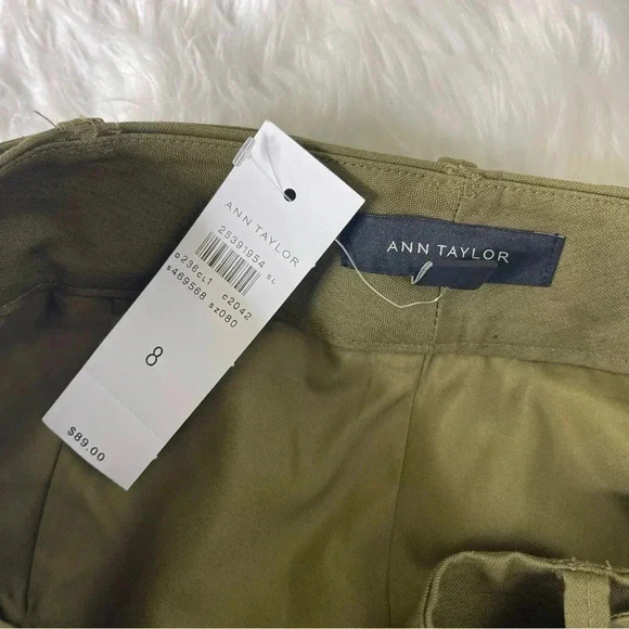 Ann Taylor Green Belted Linen A- Line Skirt Size 8 NWT - Picture 4 of 6